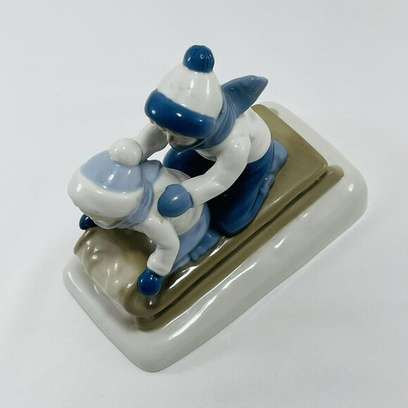 Vintage Paul Sebastian Children Sleigh Figurine Sledding Childhood Snow Winter - Picture 5 of 12